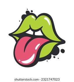 Lips With Tongue Street Art Vector Illustration