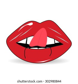 Lips tongue teeth with shadow
