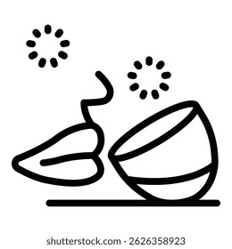 Lips touching glass icon. Outline lips touching glass vector icon for web design isolated on white background