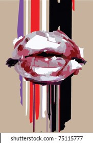 Lips. T-shirt design.