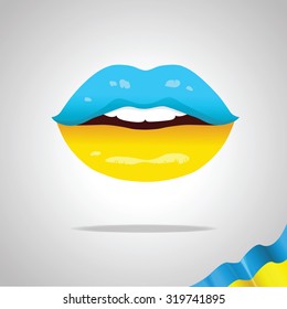 Lips with Ukrainian flag.