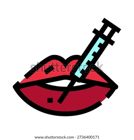 Lips undergoing a cosmetic procedure with a syringe administering an injection, representing beauty enhancement, aesthetic treatments, and dermal filler applications for facial rejuvenation