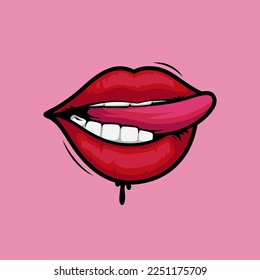 Lips Vector Art Illustration on Isolated Background. Beauty Illustration concept. Lips Logo.