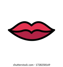 Lips Vector Flat Color Icon 