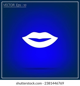 Lips, vector icon. Flat illustration with the image of the lips.
