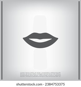 Lips, vector icon. Flat illustration with the image of the lips.