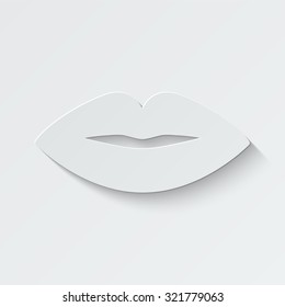 lips vector icon - paper illustration