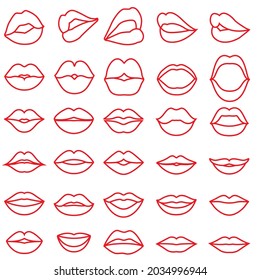 Lips vector icon set. kiss illustration sign collection.  woman symbol. love logo.