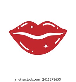 Lips conjunto de iconos vectoriales. colección de signos de ilustración de beso.  símbolo de mujer. logotipo de amor.