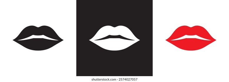 Lips vector icon set. kiss  sign collection. woman Lip logo.   isolated on white and black background. vector illustration. EPS 10