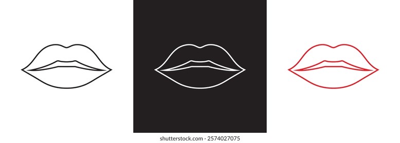Lips vector icon set. kiss  sign collection. woman Lip logo.   isolated on white and black background. vector illustration. EPS 10