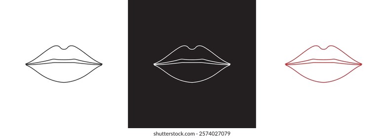 Lips vector icon set. kiss  sign collection. woman Lip logo.   isolated on white and black background. vector illustration. EPS 10