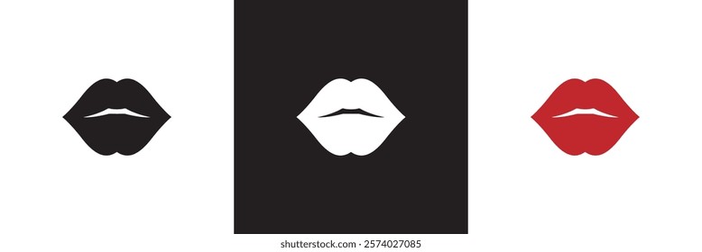 Lips vector icon set. kiss  sign collection. woman Lip logo.   isolated on white and black background. vector illustration. EPS 10