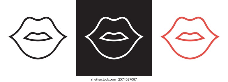 Lips vector icon set. kiss  sign collection. woman Lip logo.   isolated on white and black background. vector illustration. EPS 10