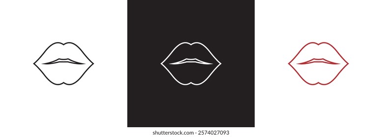 Lips vector icon set. kiss  sign collection. woman Lip logo.   isolated on white and black background. vector illustration. EPS 10