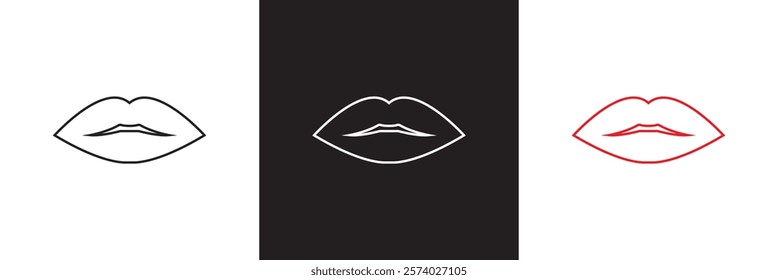 Lips vector icon set. kiss  sign collection. woman Lip logo.   isolated on white and black background. vector illustration. EPS 10