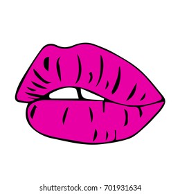 Lips vector illustration. Doodle style. Design icon, print, logo, poster, symbol, decor, textile, paper, card. 