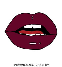 Lips vector illustration. Doodle style. Design, print, decor, textile, paper