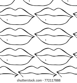 Lips vector illustration. Doodle style. Design, print, decor, textile, paper