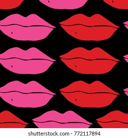 Lips vector illustration. Doodle style. Design, print, decor, textile, paper