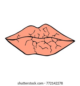 Lips vector illustration. Doodle style. Design, print, decor, textile, paper