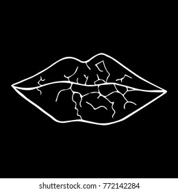 Lips vector illustration. Doodle style. Design, print, decor, textile, paper