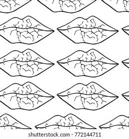 Lips vector illustration. Doodle style. Design, print, decor, textile, paper