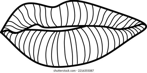 lips vector illustration line art 