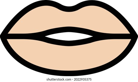 lips vector line colour icon