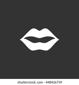 Lips vector logo isolated on a black background. Icon silhouette design template. Simple symbol concept in flat style. Abstract sign, pictogram for web, mobile and infographics