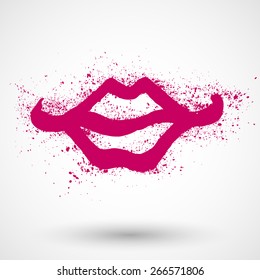 Lips. Watercolor sketch. Vector EPS 10.