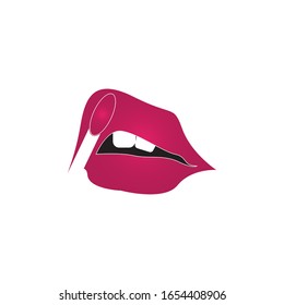 Lips of a woman logo design vector illustration