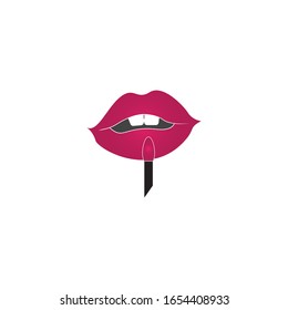 Lips of a woman logo design vector illustration