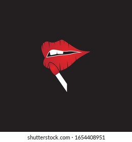 Lips of a woman logo design vector illustration