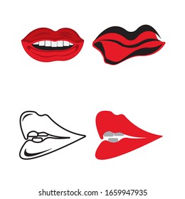 Lippen einer Vektorillustration mit Frauenlogo
