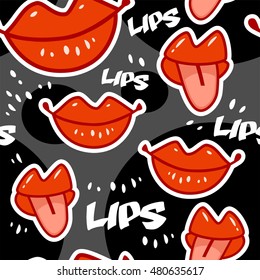 lips Women seamless pattern dark