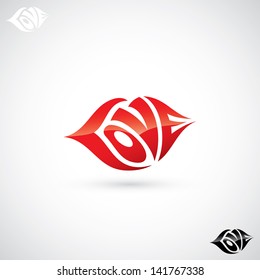 Lips from word Love - vector illustration