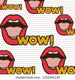 lips with wow pattern isolated icon