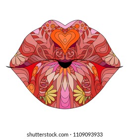 Lips zentangle styled for t-shirt design, tattoo and other decorations