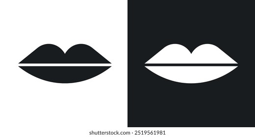 Conjunto de iconos de Vector de línea de labios en estilo sólido y de contorno.