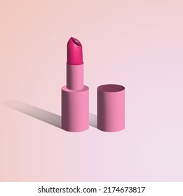 Lipstick 3d Icon. Pink Red Lipstick 3d Icon