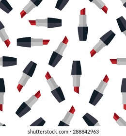 Lipstick background. Flat design. Vector illustration