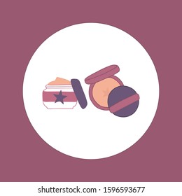 Lipstick, BB cream, powder, mascara. Cosmetics set. 