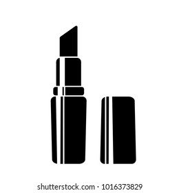 Lipstick  black vector icon. Flat design style.