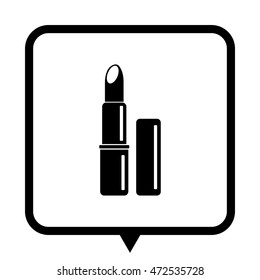 lipstick - black vector icon ; message bubble