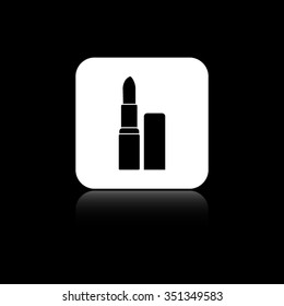 lipstick - black vector icon on the white button