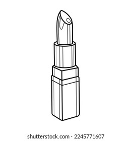 Lipstick. Black and white vector image. Coloring.