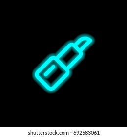 Lipstick blue glowing neon ui ux icon. Glowing sign logo vector
