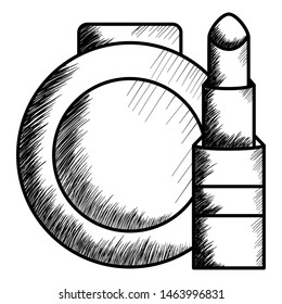 lipstick and blush make up drawing icon