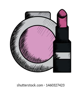 lipstick and blush powder make up drawing